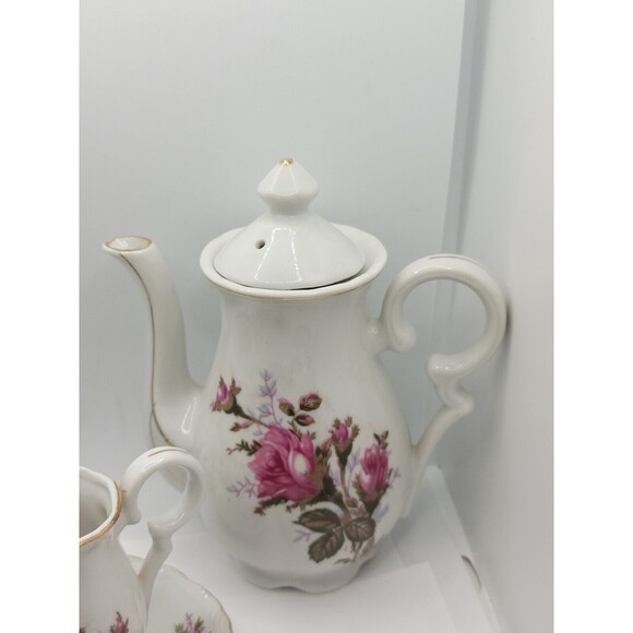 Royal Sealy Moss Rose China Mini Teapot, Creamer & Sugar w/Lid Made in Japan - Picture 2 of 16